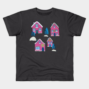 Pink House in the Winter Kids T-Shirt